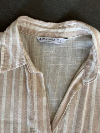 Camisa Stradivarius Rayas Beige Talla M
