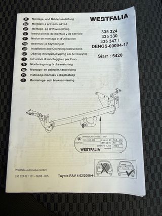 Enganche de remolque Westfalia Toyota RAV4 III