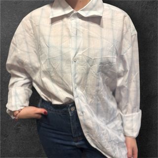 Camicia a quadri bianca e azzurra