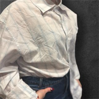 Camicia a quadri bianca e azzurra
