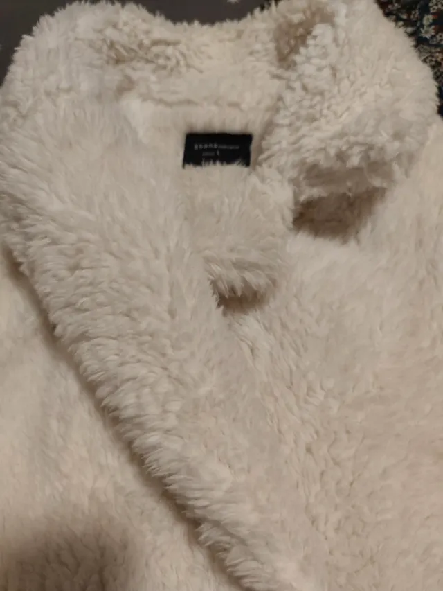 Abrigo de pelo blanco talla única