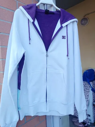 Felpa DC Shoes con cappuccio zip viola bianca