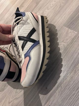 Zapatillas Munich plataforma blancas y rosas