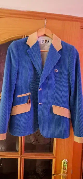 Chaqueta americana T40 azul y beige