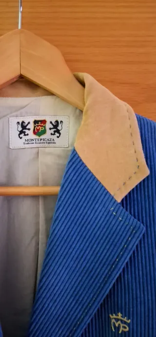 Chaqueta americana T40 azul y beige