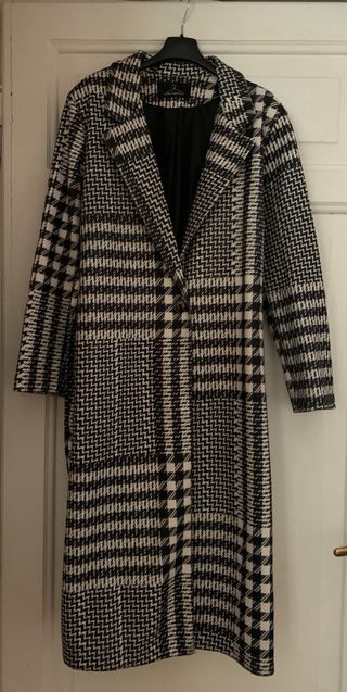 Cappotto lungo quadri bianco e nero foderato