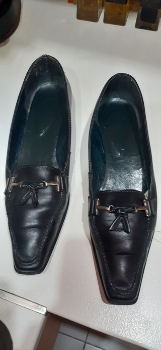 Zapatos señora planos piel negros