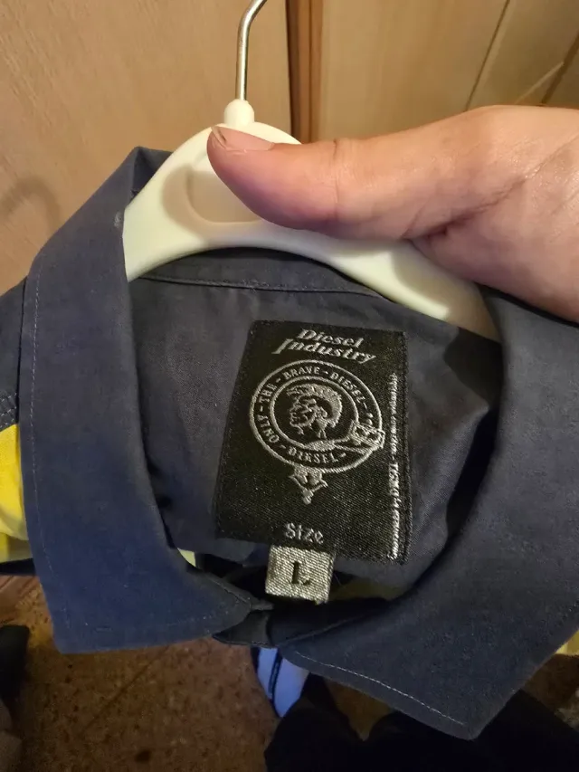 Camisa Diesel Hombre Rayas Amarillas/Grises