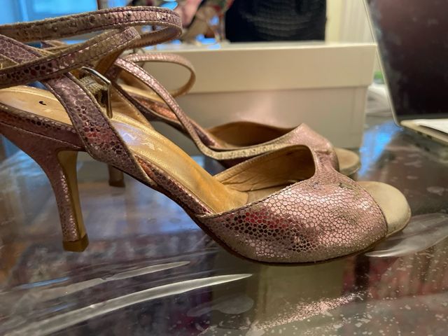 Zapatos de tango Regina Talla 38 rosa metalizado