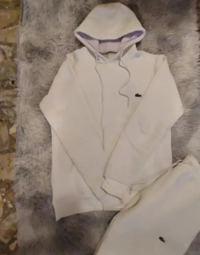 Conjunto de Sudadera y Pantalón Lacoste Blanco