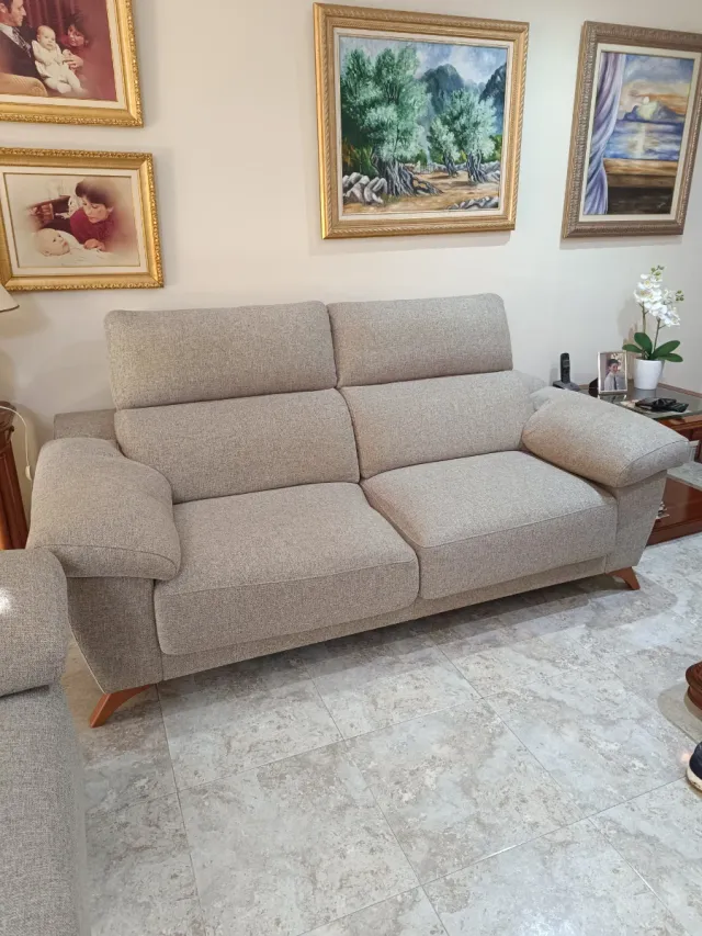 Conjunto Sofá Gris Tela