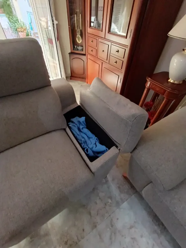 Conjunto Sofá Gris Tela