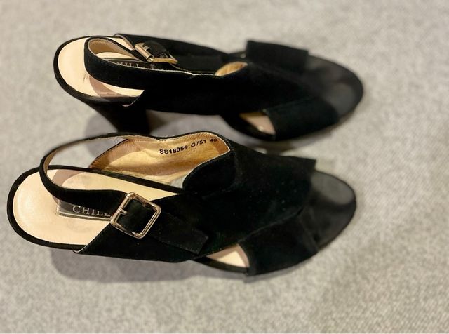 Zapatos de fiesta, tacón de 11cm, negros talla 39