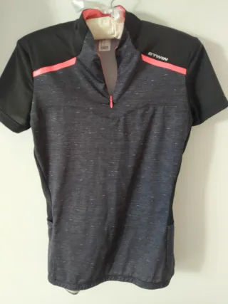 Maillot ciclismo Btwin gris y negro