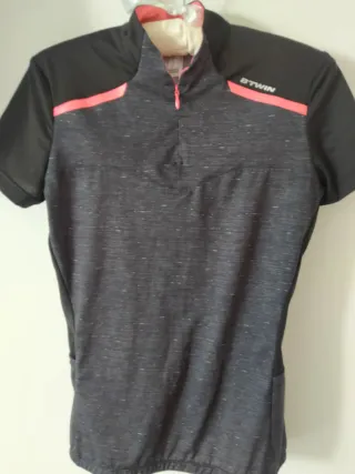 Maillot ciclismo Btwin gris y negro