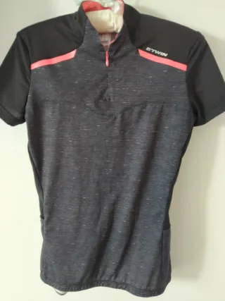 Maillot ciclismo Btwin gris y negro