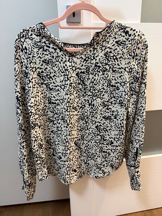 Camicia fantasia beige e nera