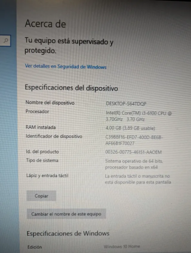 Ordenador PC Windows 10 + Monitor + Teclado +Ratón