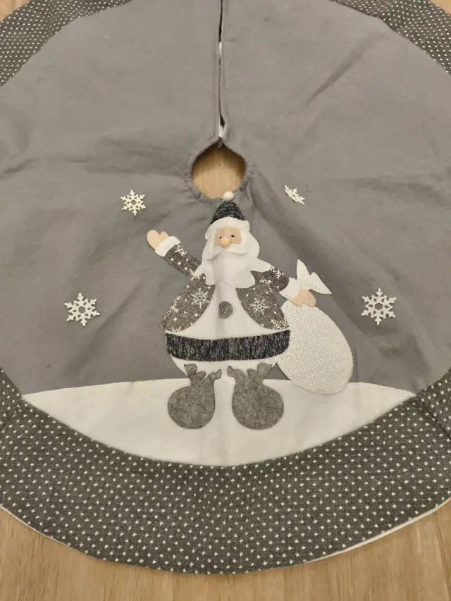 Faldón árbol Navidad Santa Claus gris