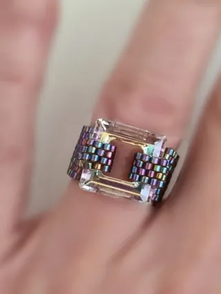Anillo Miyuki multicolor- Swarovski® Elements.