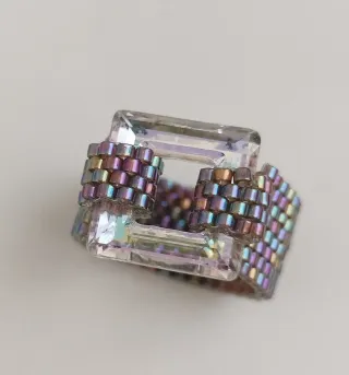 Anillo Miyuki multicolor- Swarovski® Elements.