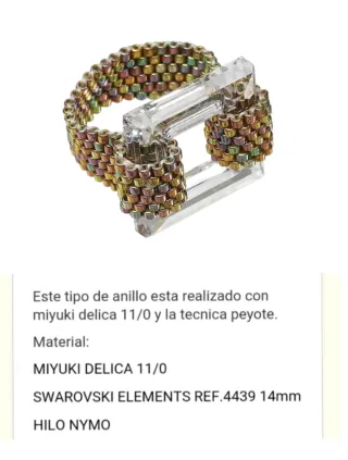 Anillo Miyuki multicolor- Swarovski® Elements.