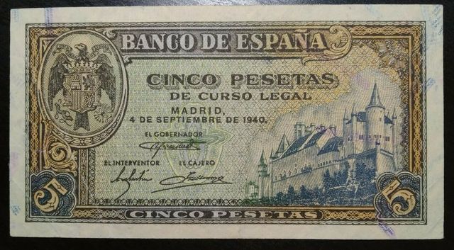 Billete 5 Pesetas año 1940