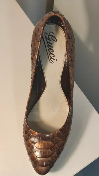 Zapatos Gucci Piel Serpiente Marrón/Dorado