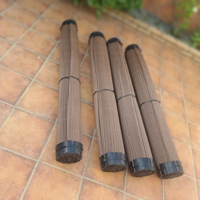 4 rollos Brezo PVC Tubo Redondo Marrón (1'50x3m)