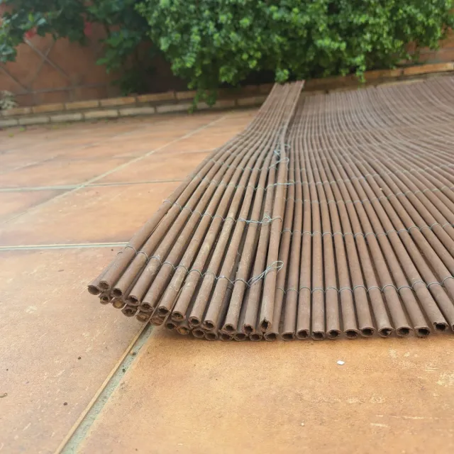 4 rollos Brezo PVC Tubo Redondo Marrón (1'50x3m)