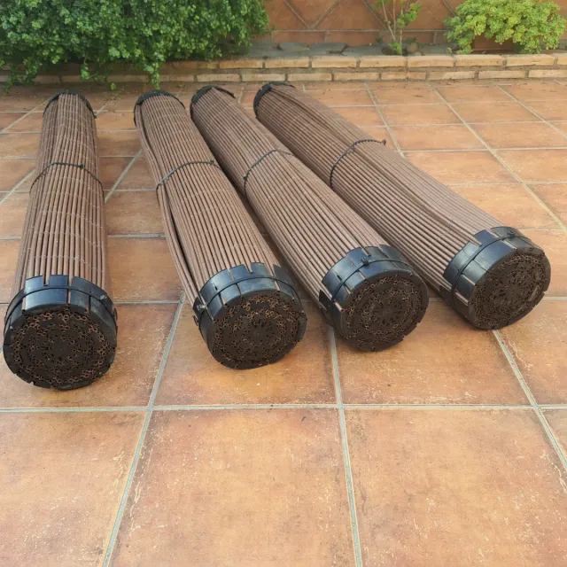 4 rollos Brezo PVC Tubo Redondo Marrón (1'50x3m)