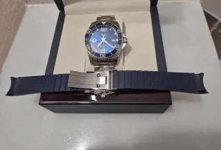 Correa de Silicona Reloj Longines Azul y Plata
