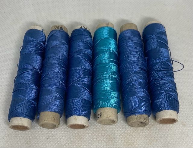 6 Bobinas Hilo Azul y Turquesa