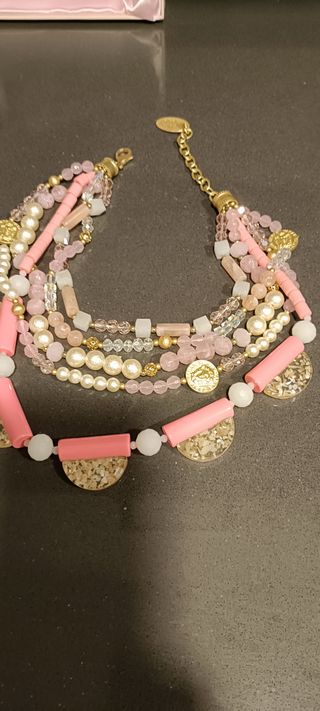 Collar Teria Yabar Oro y Rosa