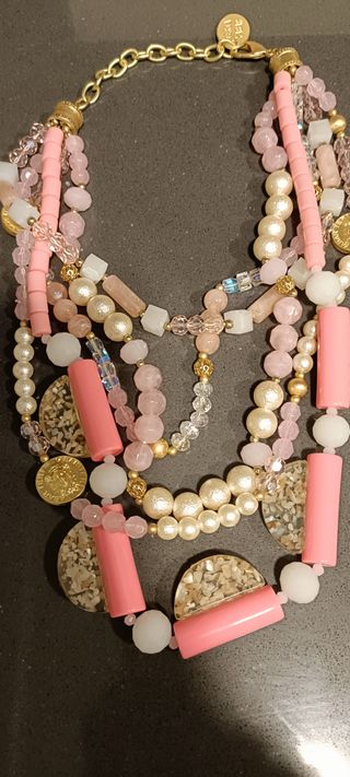 Collar Teria Yabar Oro y Rosa