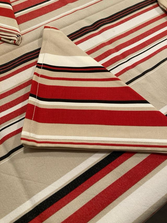 Mantel y 6 servilletas rayas varios tonos