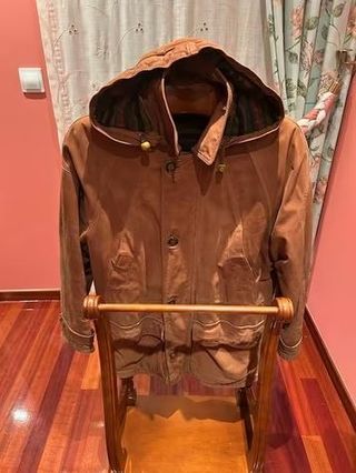 Chaqueta Piel Italiana Marrón con Capucha