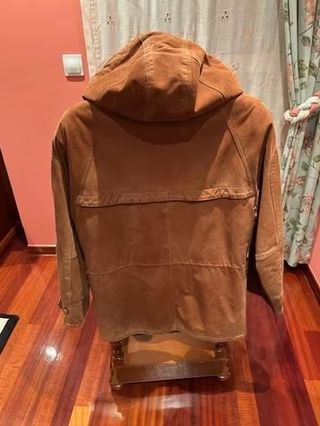 Chaqueta Piel Italiana Marrón con Capucha