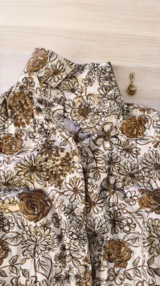 Camicetta floreale vintage beige/marrone M
