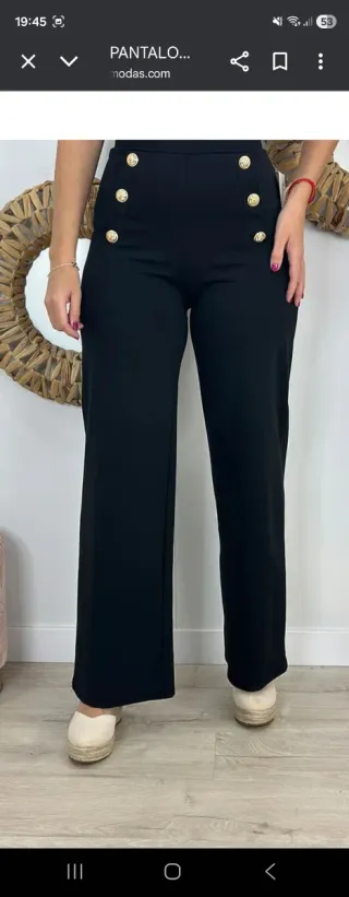 Pantalón negro mujer botones dorados