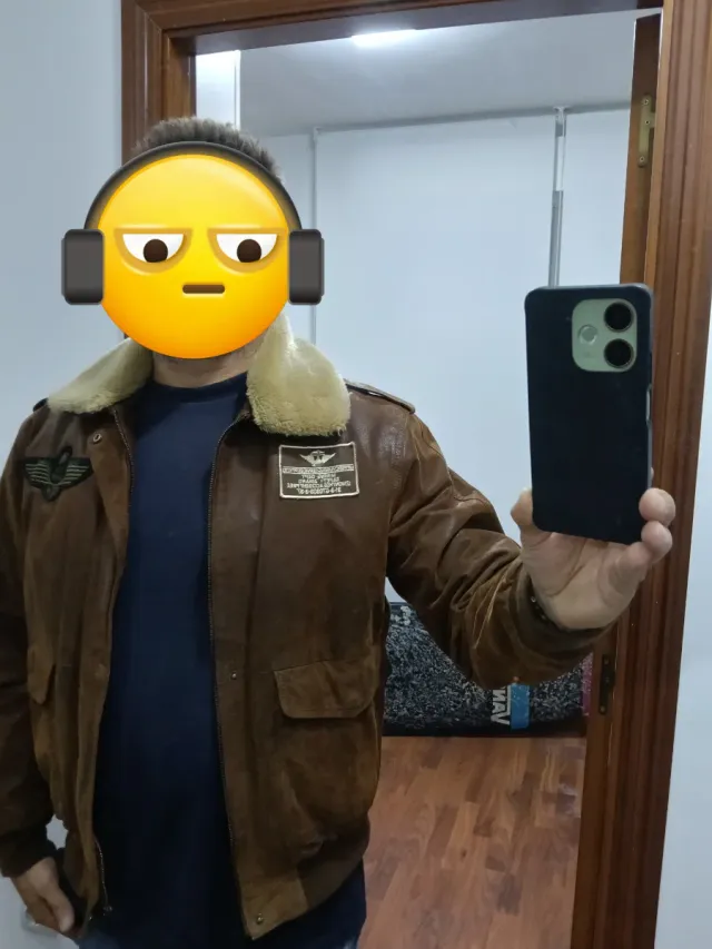 Chaqueta Aviador Marrón con Cuello