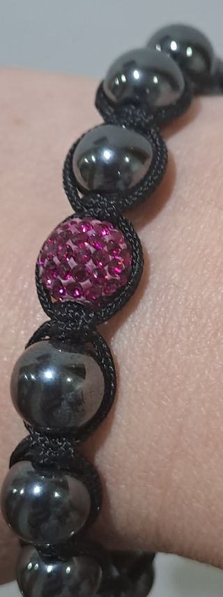 Pulsera Shamballa Swarovski Negra y Rosa