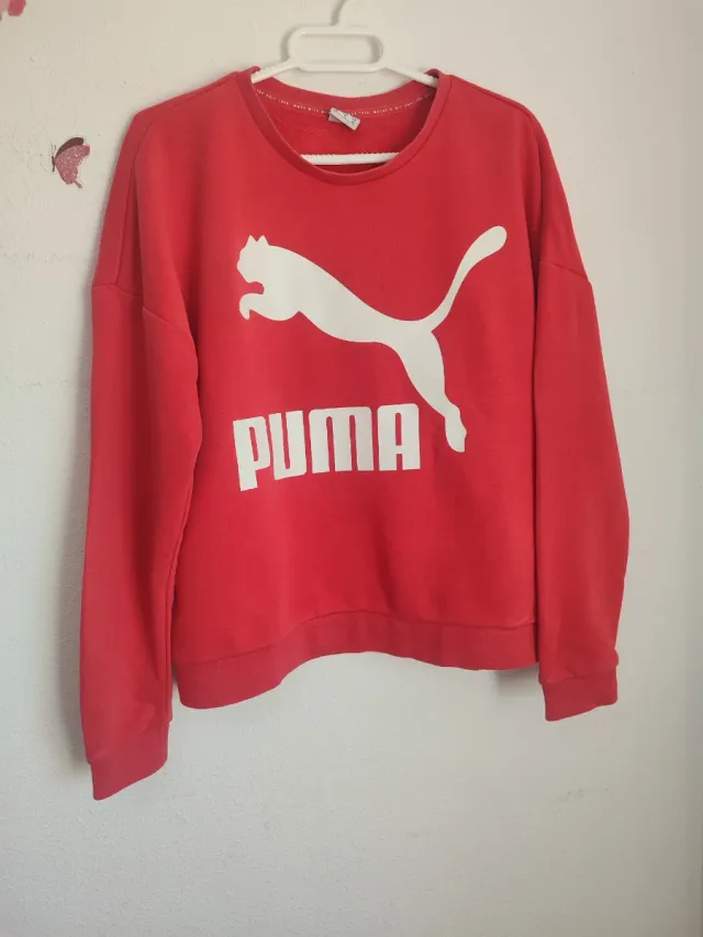Sudadera Puma Roja Logo Blanco
