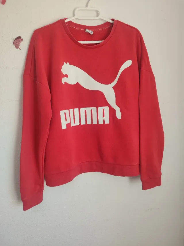 Sudadera Puma Roja Logo Blanco