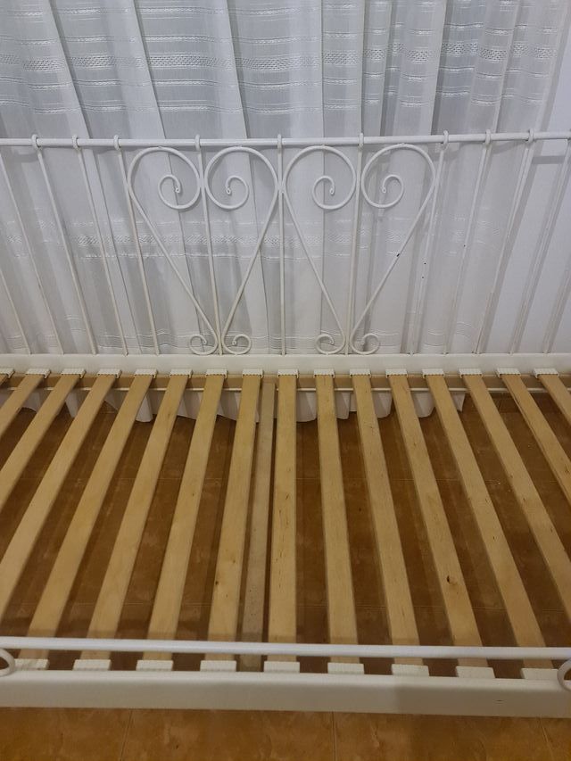 Estructura Cama De Forja Blanca + Somier