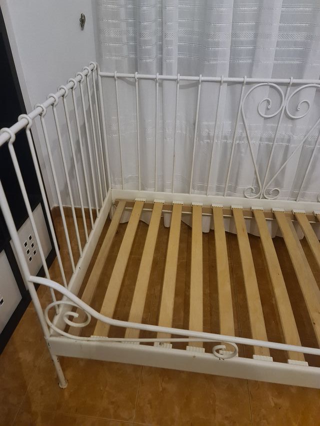 Estructura Cama De Forja Blanca + Somier