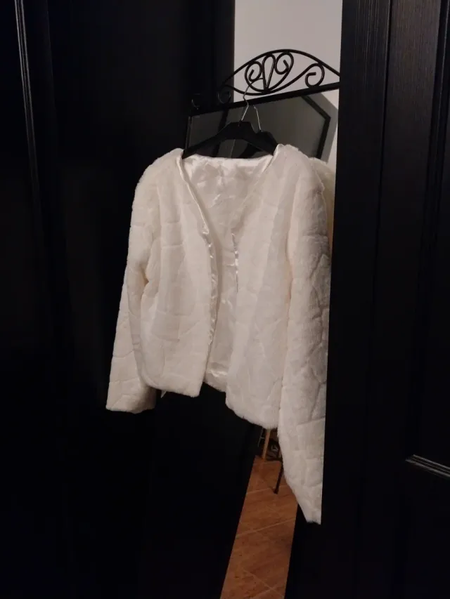 Giacchetta in pile fine foderata bianco slavato