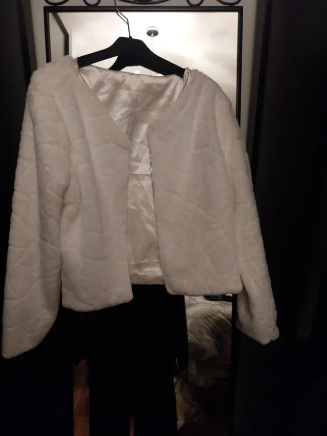 Giacchetta in pile fine foderata bianco slavato