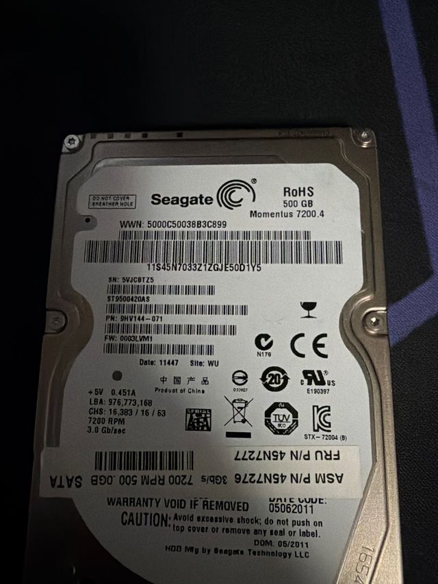 Disco Duro Seagate 500GB Momentus 7200.4