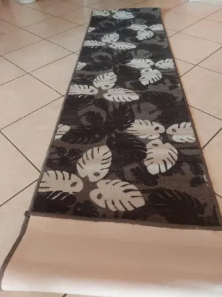 Tappeto cucina runner foglie 2.80 grigio